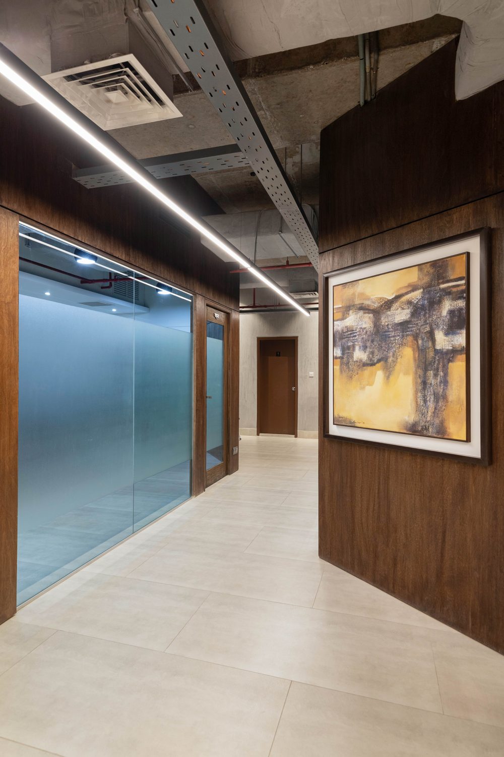 Confidence Group head office corporate interior design Karwanbazar Dhaka Bangladesh by REINCARNATION — gallery corridor